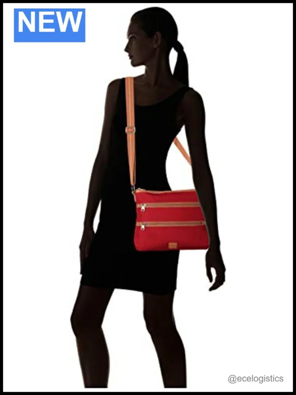 Eco Twill Crossbody Purse with Zipper Pockets & Adjustable Strap